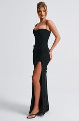 Dalary Maxi Dress - Black Lined Dress Babyboo Fashion Premium Exclusive Design