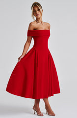 Miranda Midi Dress - Red Dress Babyboo Fashion Premium Exclusive Design