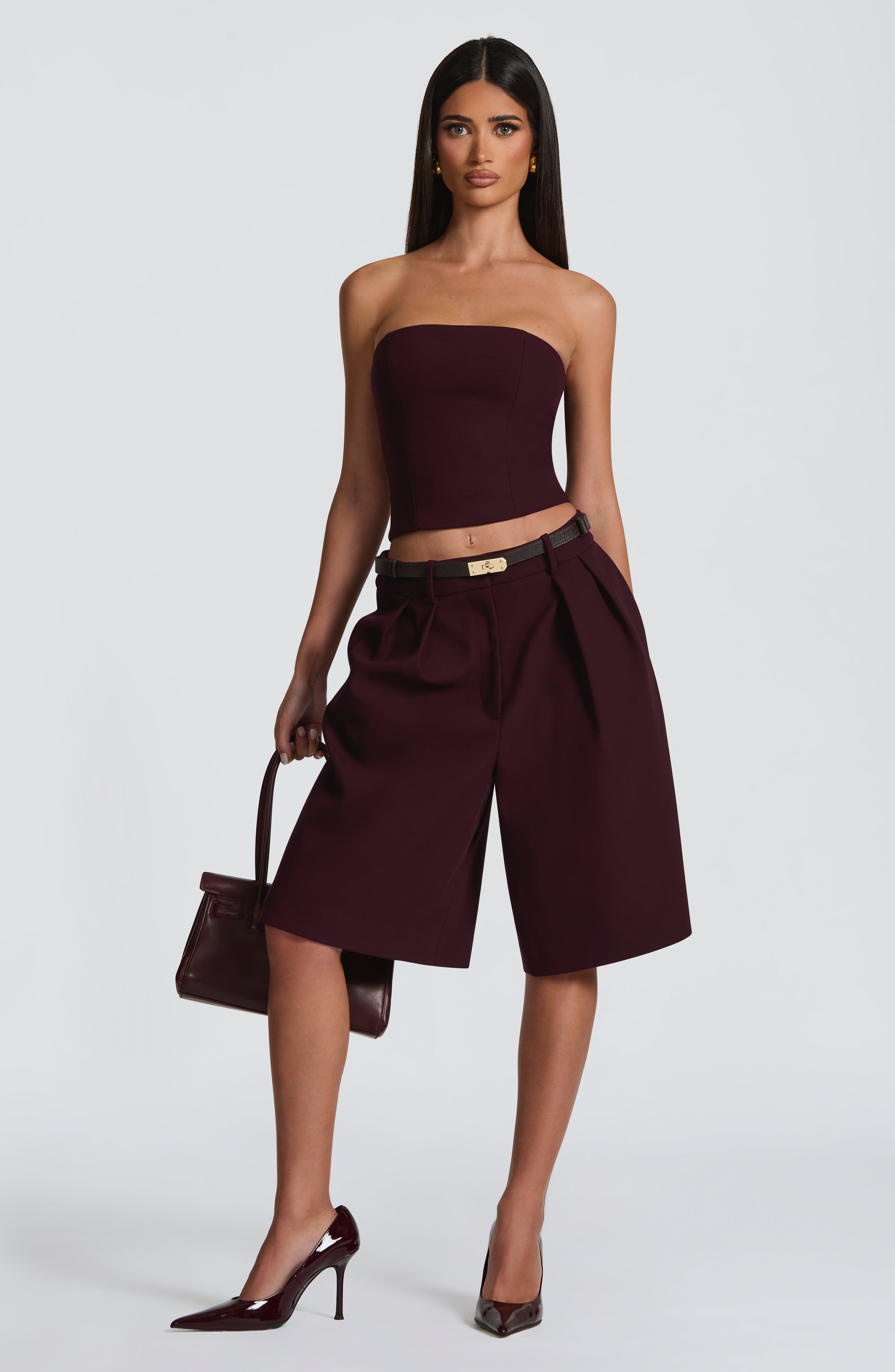 Ausra Bermuda Shorts - Plum Shorts Babyboo Fashion Premium Exclusive Design