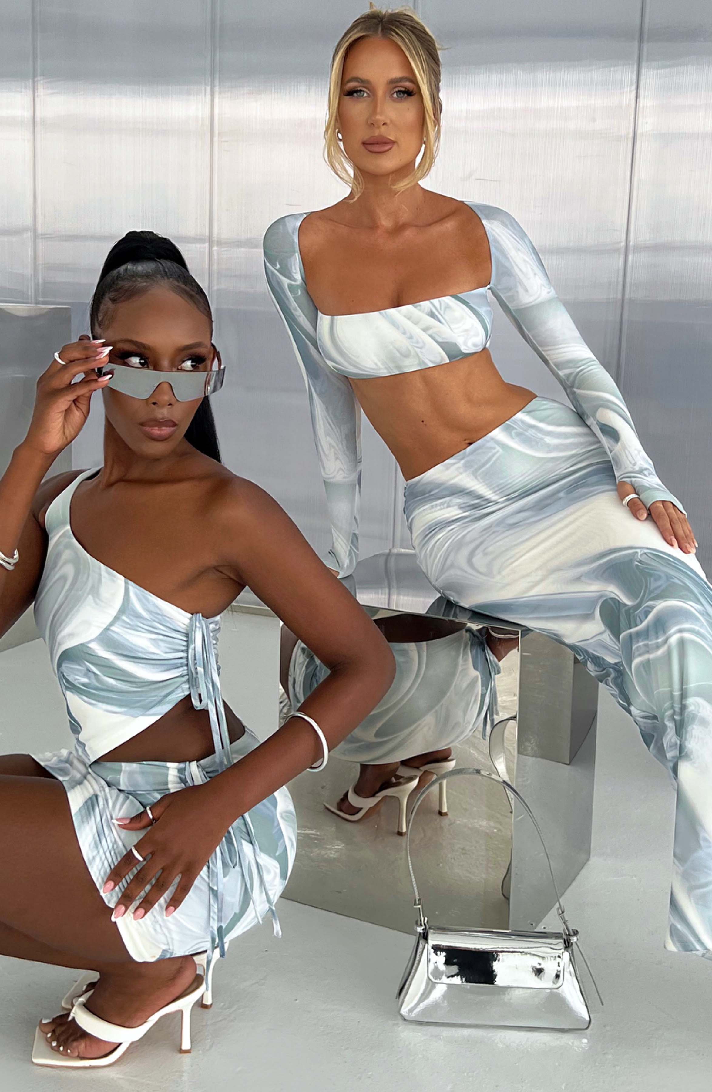 Blair Maxi Skirt - Grey Haze Print Skirt Babyboo Fashion Premium Exclusive Design