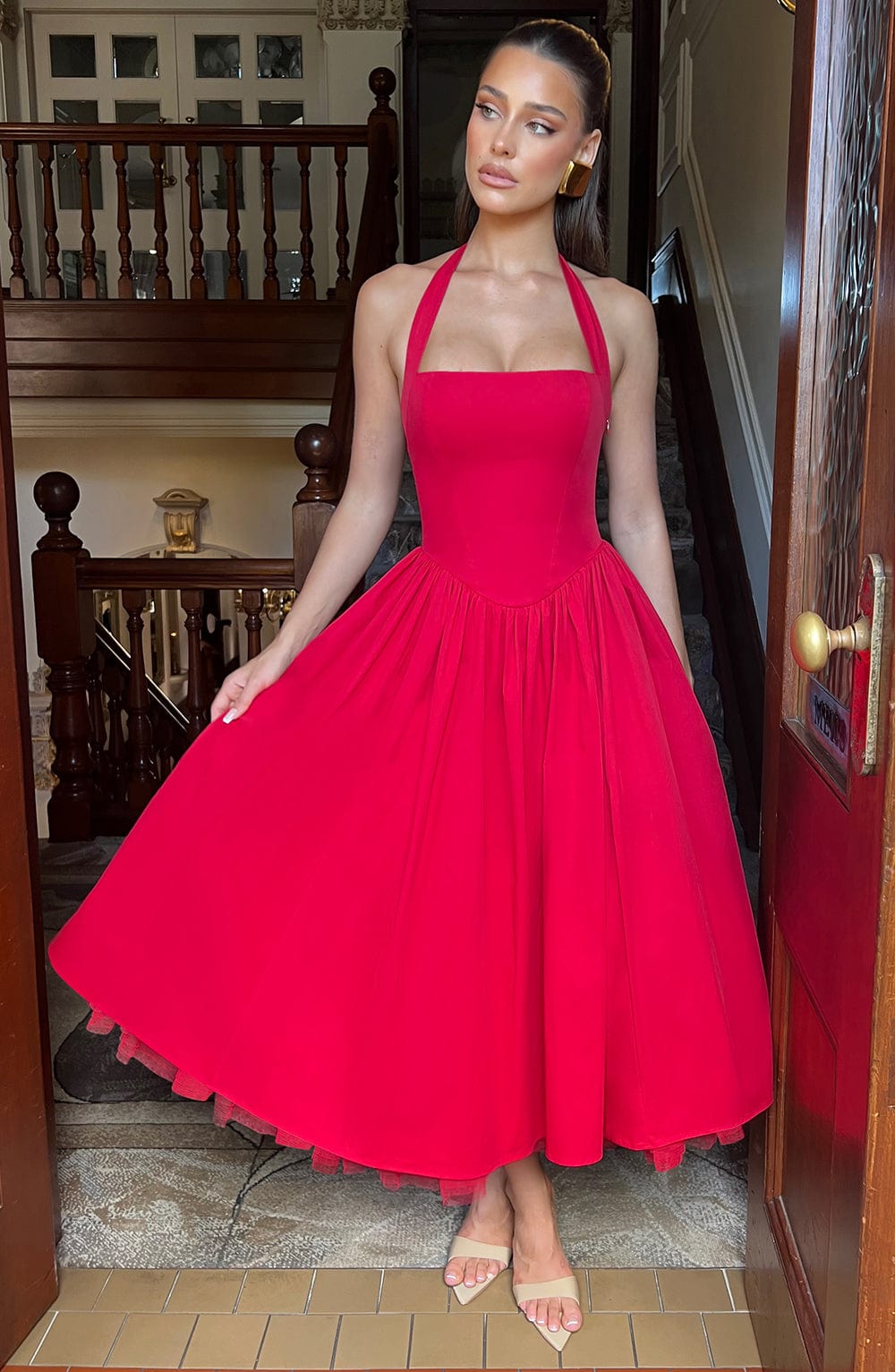 Cressida Midi Dress - Red Dress Babyboo Fashion Premium Exclusive Design